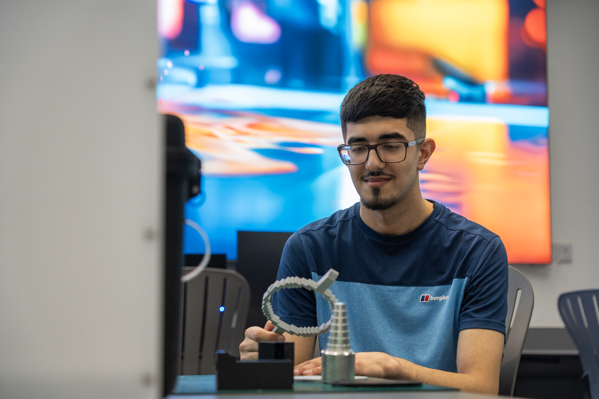 Student using equipment